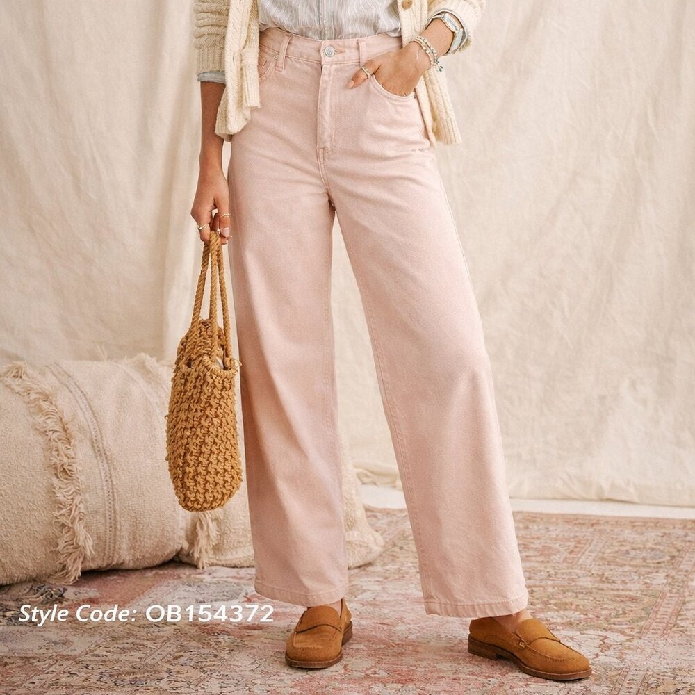Free People Boyfriend Wide Leg Trouser Pants Dusty Pink Size 25 Boho Chic Nwot
